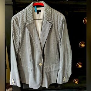 Lane Bryant blue and white pinstripe skirt suit size 20W